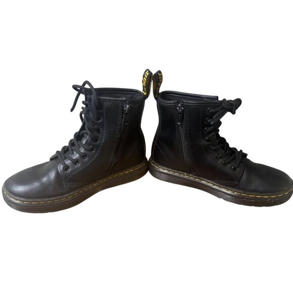 Dr. Martens Zavala J Kids Size 2 Black Leather Boots With Bouncing Sole - Picture 5 of 9